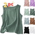 thumbnail image 1 of Gamivast 2 Pack Linen Tank Tops for Women Sleeveless Crew Neck Loose Fit Summer Tops Basic Casual Shirts Vacation Beach Linen Look outfits Wear, 1 of 5