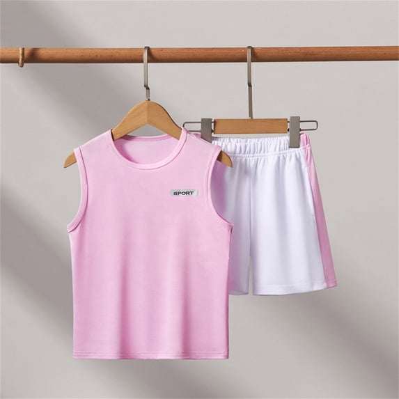 Gamivast 2 Piece Athletic Set for Boys Sleeveless Muscle Tank Top and Elastic Waist Shorts Set Quick-Dry Breathable Mesh Fabric Gym Workout Training Set