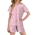 thumbnail image 1 of Gamivast 2 Piece Loungewear for Girls Star Pattern Short Sleeve Top and Elastic Waist Shorts Soft Cotton Blend Set for Casual Summer Playwear Outfits, 1 of 8
