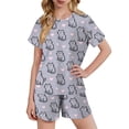 thumbnail image 1 of Gamivast 2 Piece Pajama Set for Girls Cat Print Short Sleeve Tee and Elastic Waist Shorts Breathable Soft Fabric Sleepwear for Summer Home Lounge Outfit, 1 of 8