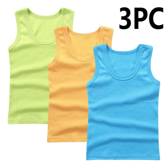 Gamivast 3-Pack Basic Tank Tops for Kids Scoop Neck Sleeveless Undershirts Comfortable Stretch Lightweight Casual Summer Lounge Tanks Everyday Base Layer Activewear Tops Khaki 13 Years