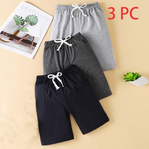 Gamivast 3-Pack Casual Lounge Shorts for Kids Girls Boys Elastic Waist Drawstring Comfortable Lightweight Sweatshorts for Summer Sleep Wear Comfort Fit Pajama Bottoms with Deep Side Pockets Multipack