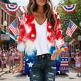 thumbnail image 1 of Gamivast 4Th of July Cardigan for Women Flag Print V Neck 3/4 Sleeve Open Front Loose Fit Summer Tops Lightweight Kimono Cardigan 3/4 Sleeve Vacation Wear outfits, 1 of 6