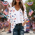 thumbnail image 1 of Gamivast 4Th of July Cardigan for Women Print V Neck 3/4 Sleeve Open Front Loose Fit Summer Tops Lightweight Kimono Cardigan 3/4 Sleeve Vacation Wear outfits, 1 of 6