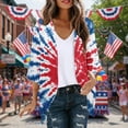 thumbnail image 1 of Gamivast 4Th of July Cardigan for Women Print V Neck 3/4 Sleeve Open Front Loose Fit Summer Tops Lightweight Kimono Cardigan 3/4 Sleeve Vacation Wear outfits, 1 of 6