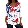 thumbnail image 1 of Gamivast 4Th of July Patriotic Tunic Tops for Women USA American Flag 3/4 Sleeve V Neck Stars And Stripes Casual Loose Fit Stretchy Soft Summer Tops, 1 of 7