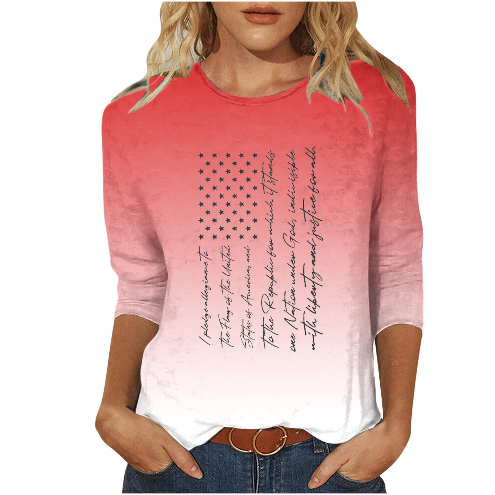 Gamivast 4th Of July Funny Shirt Women 3 4 Length Sleeve Tops Fourth Of Gamivast 4th of july funny shirt women 3 4 length sleeve tops fourth of