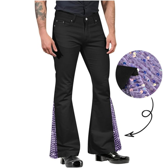 Gamivast 70S Disco Pants for Men,Mens Bell Bottom Jeans Pants,60S 70S Bell Bottoms Stretch Vintage Denim Pants Jeans for Men Red M Placed Past