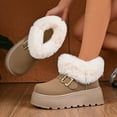 thumbnail image 1 of Gamivast Ankle Boots for Women Winter Slip-On Fuzzy Fleece Lined Warm Snow Booties Fashion Sherpa Collar Platformed Non-Slip Shoes Comfortable Chunky Flat Heel Round Toe for Outdoor Indoor, 1 of 6