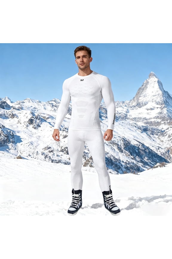 Athletic Compression Suit for Men Tight Long Sleeve Top and Leggings Base Layer Moisture Wicking Set for Gym Running Workout Activities