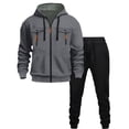 thumbnail image 1 of Gamivast Athletic Mens Cargo Tracksuit Zipper Pocket Hoodie and Sweatpants Set Tech Fleece Outfit for Outdoor Hiking Gym Workout Running Sport Suit, 1 of 6