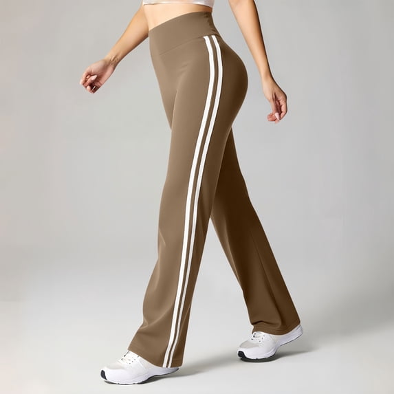 Gamivast Athletic Pants for Women Side Striped High Rise Pull-On Soft Stretchy Fabric Yoga Pants Gym Workout Running Wear Straight Leg Tummy Control Full Length Track Pants