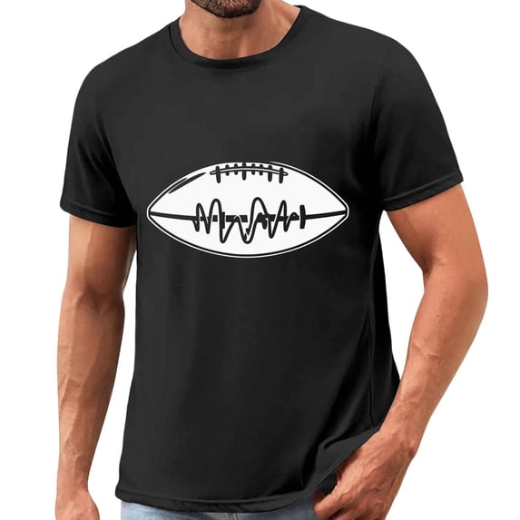 Gamivast Athletic Shirts for Men Heartbeat Football Graphic Crew Neck Short Sleeve Workout Shirts Gym Shirts Breathable Performance Fabric Workout Wear