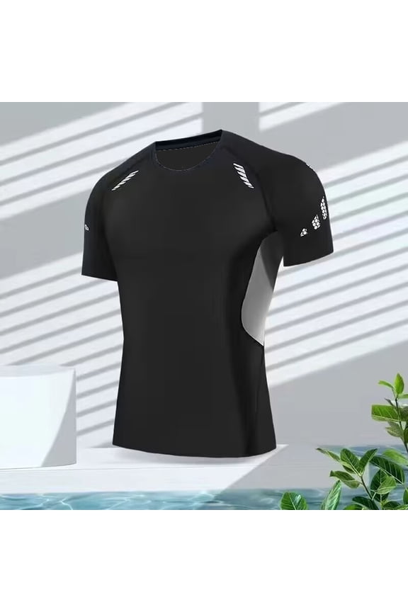 Athletic Shirts for Men Short Sleeve Compression Gym Shirts Quick Dry Moisture Wicking Workout Shirts Tight Fit Running Base Layer Sports Training