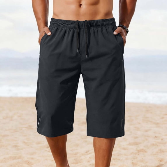 Gamivast Athletic Shorts for Men Elastic Waist Quick Dry Running Shorts Lightweight Breathable Gym Workout Shorts with Pockets Reflective Detail Activewear