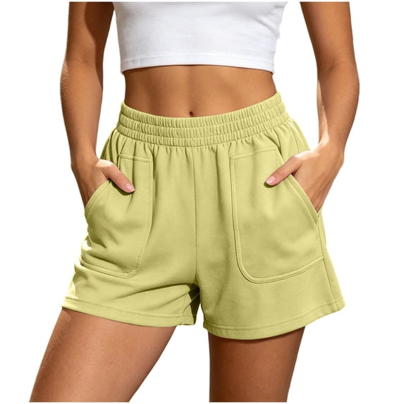 Gamivast Athletic Shorts for Women High Waisted Elastic Waist Workout Shorts With Large Pockets Loose Fit Casual Running Gym Summer Shorts