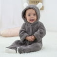 thumbnail image 1 of Gamivast Baby Animal Ear Hooded Jumpsuit Fleece Soft Warm Plush One Piece Romper with Snap Front and Footed Design for Infant Boys Girls Winter Sleepwear Outdoor Stroller Cozy Wear 12Months, 1 of 6