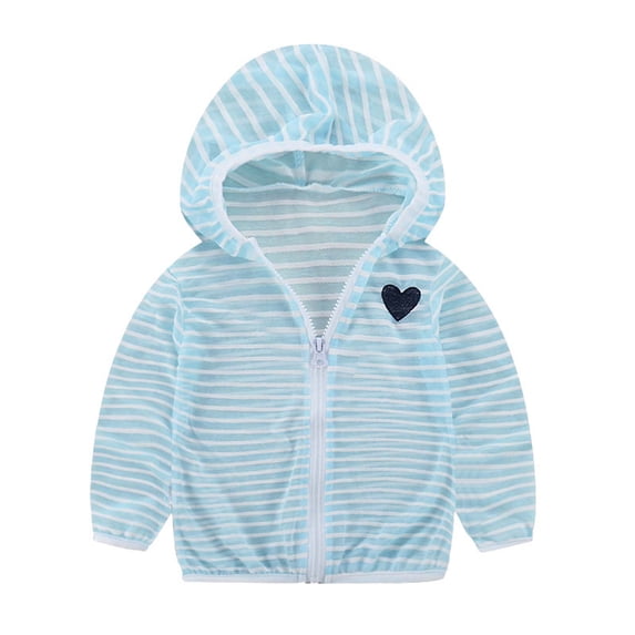 Gamivast Baby Hooded Jacket for Girls Long Sleeve Zip up Striped Windbreaker Coat With Heart Patch Casual Outerwear for Toddler Spring Fall Wear