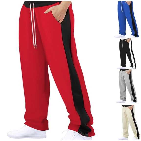 Gamivast Baggy Sweatpants Men Loose Side Striped Pants Casual Y2K Wide Leg Joggers with Pockets Travel Work Drawstring Elastic Waist Active Sweatpants