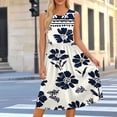 thumbnail image 1 of Gamivast Beach Dresses for Women Sleeveless Round Neck Tropical Leaf Print Sundress High Waist Pleated A-Line Summer Dress Vacation Hawaiian Holiday Trip, 1 of 5