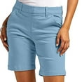 thumbnail image 1 of Gamivast Bermuda Shorts for Women Stretch Button Zip Front Shorts with Pockets Tailored Fit Twill Mid Rise Knee Length Casual Shorts Summer Office Travel Bottoms Daily Wear Blue L, 1 of 8