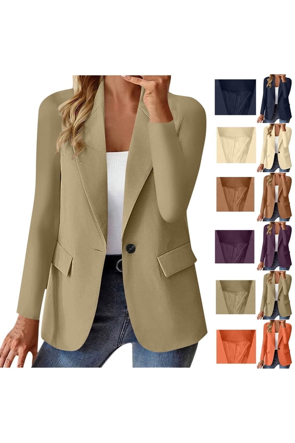 Blazer And Suit Jackets for Women Dressy One Button Notch Lapel Collar Work Jacket Fitted Long Sleeve Open Front Teacher Outfits Womens Business Casual Clothing