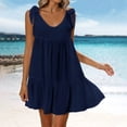 thumbnail image 1 of Gamivast Boho Dresses for Women Tie Shoulder Sleeveless Summer Dresses Flowy Beach Dress Solid Tiered Ruffle Hem A Line Loose Fit Sun Party Trip, 1 of 7
