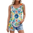 thumbnail image 1 of Gamivast Boho Tank Tops for Women Plus Size Floral Print Lightweight Round Neck Sleeveless Loose Fit Blouses Summer Vacation Tops, 1 of 6