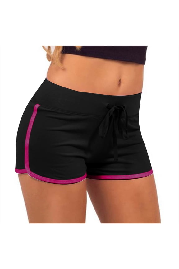 Booty Shorts for Women Low Rise Stretchy Drawstring Pull-On Short Shorts Athletic Fitted Micro Shorts Workout Gym Dance Running Yoga Active Summer Wear