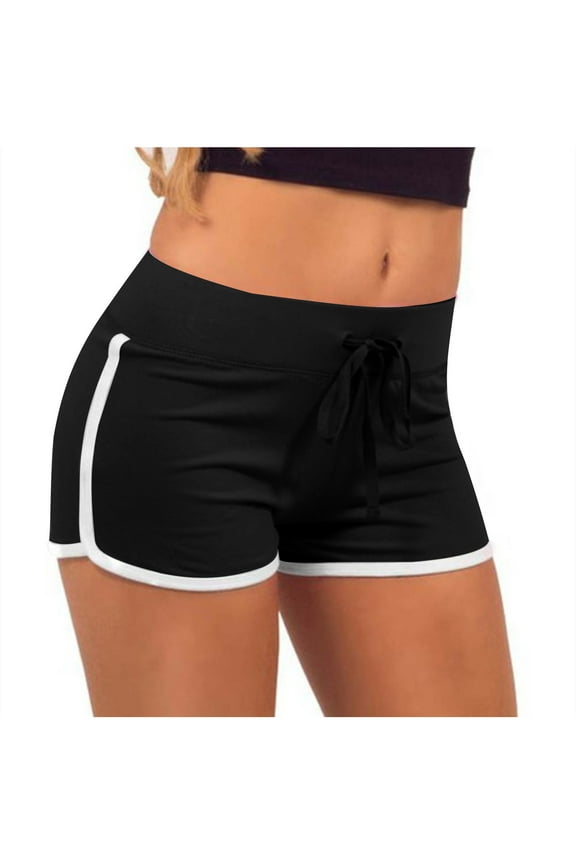 Booty Shorts for Women Low Rise Stretchy Drawstring Pull-On Short Shorts Athletic Fitted Micro Shorts Workout Gym Dance Running Yoga Active Summer Wear