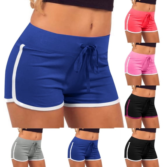 Gamivast Booty Shorts for Women Low Rise Stretchy Drawstring Pull-On Short Shorts Athletic Fitted Micro Shorts Workout Gym Dance Running Yoga Active Summer Wear
