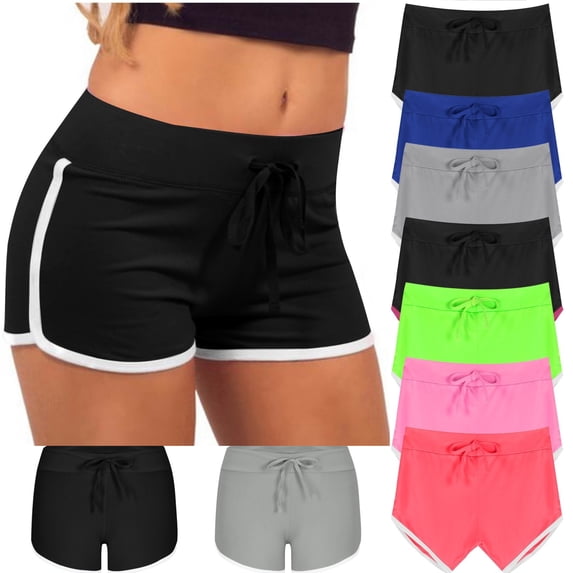 Gamivast Booty Shorts for Women Low Rise Stretchy Drawstring Pull-On Short Shorts Athletic Fitted Micro Shorts Workout Gym Dance Running Yoga Active Summer Wear