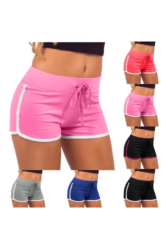 Booty Shorts for Women Low Rise Stretchy Drawstring Pull-On Short Shorts Athletic Fitted Micro Shorts Workout Gym Dance Running Yoga Active Summer Wear