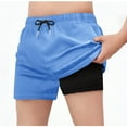 thumbnail image 1 of Gamivast Boy's 2 In 1 Running Shorts Quick Dry Workout Athletic Shorts with Built-In Compression Liner Elastic Waist Drawstring for Gym Training Swim Trunks, 1 of 5