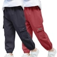 thumbnail image 1 of Gamivast Boys' 2-Pack Cargo Pants Elastic Waist Drawstring Casual Trousers Loose Fit Joggers with Side Pockets Comfortable Everyday Playwear, 1 of 7