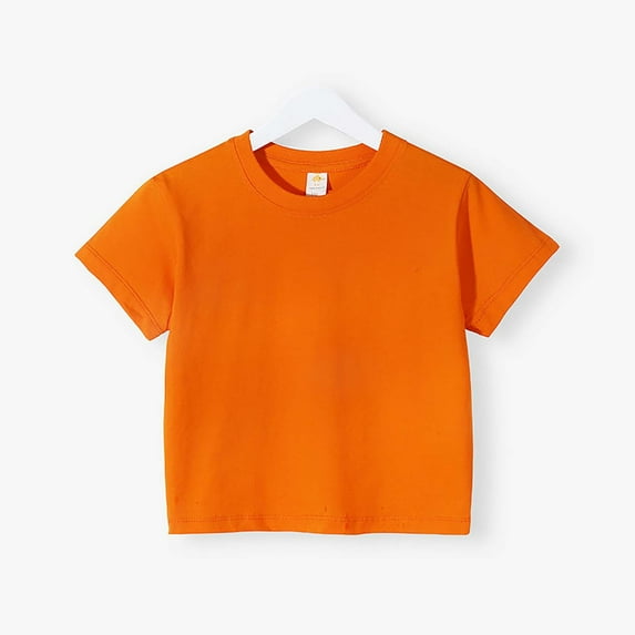 Gamivast Boys and Girls Summer Shirts Kids Cotton Crew Neck Basic Tees Solid Color Drop Shoulder T Shirts Summer Vacation Comfort Casual Shirts Orange 2-3Y Camiseta De Para Niños My Orders