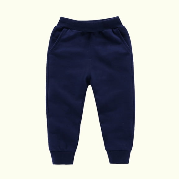 Gamivast Boys Girls Sweatpants Cotton Elastic Waist Sweatpants Casual Solid Color Sport Jogger Pants Athletic Trousers with Pockets Navy 1T Pantalones Deportivos Para Niños