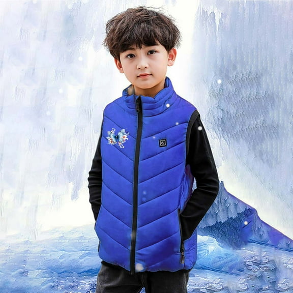 Gamivast Boys Heated Vest Quilted Printed 13 Heating Zones and 5-Levels Sleeveless Jackets for Kids Stand Collar Zip up Puffer Coats Rechargeable Washable with Pockets no Power Bank