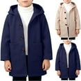 thumbnail image 1 of Gamivast Boys Wool Winter Coat Size 2-10 Hooded Loose Single Breasted Peacoat for Kids Toddlers Warm Thicken Windproof Overcoats with Pockets Trendy Trench Coats, 1 of 7