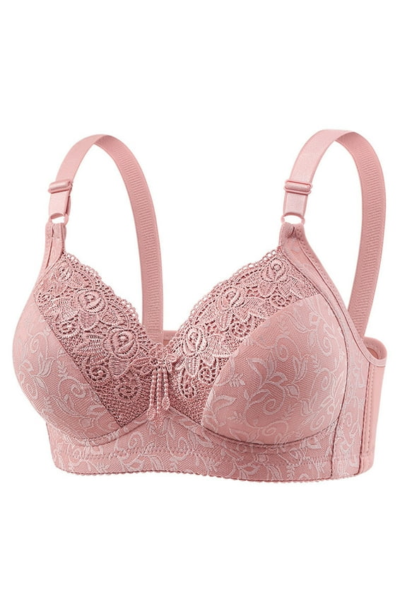 Bra for Women Gathered Underwear Anti Sagging Sexy Push Up Bras Breathable No Underwire Bra Full Coverage Comfortable Bras Pink XXL Brasier Sin Aros Para Mujer