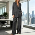 thumbnail image 1 of Gamivast Business 2 Piece Suit Set for Women Casual Notched Lapel Button Blazer Jacket and Wide Leg Trousers Office Professional Work Dress Outfits Dark Gray S, 1 of 6