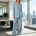 thumbnail image 1 of Gamivast Business 2 Piece Suit Set for Women Casual Notched Lapel Button Blazer Jacket and Wide Leg Trousers Office Professional Work Dress Outfits Light Blue L, 1 of 6