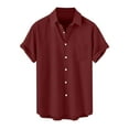 thumbnail image 1 of Gamivast Button up Shirts for Men Lapel Collar Short Sleeve Casual Slim Fit Solid Soft Fabric Plain Tshirts Breathable Casual Shirts Summer Spring Tops, 1 of 7