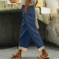 thumbnail image 1 of Gamivast Capri Linen Pants for Women Drawstring Lightweight Wide Leg Cropped Pants Elastic Waist Lace Trim Hem Trousers with Pockets Summer Vacation Casual Beach Wear, 1 of 7