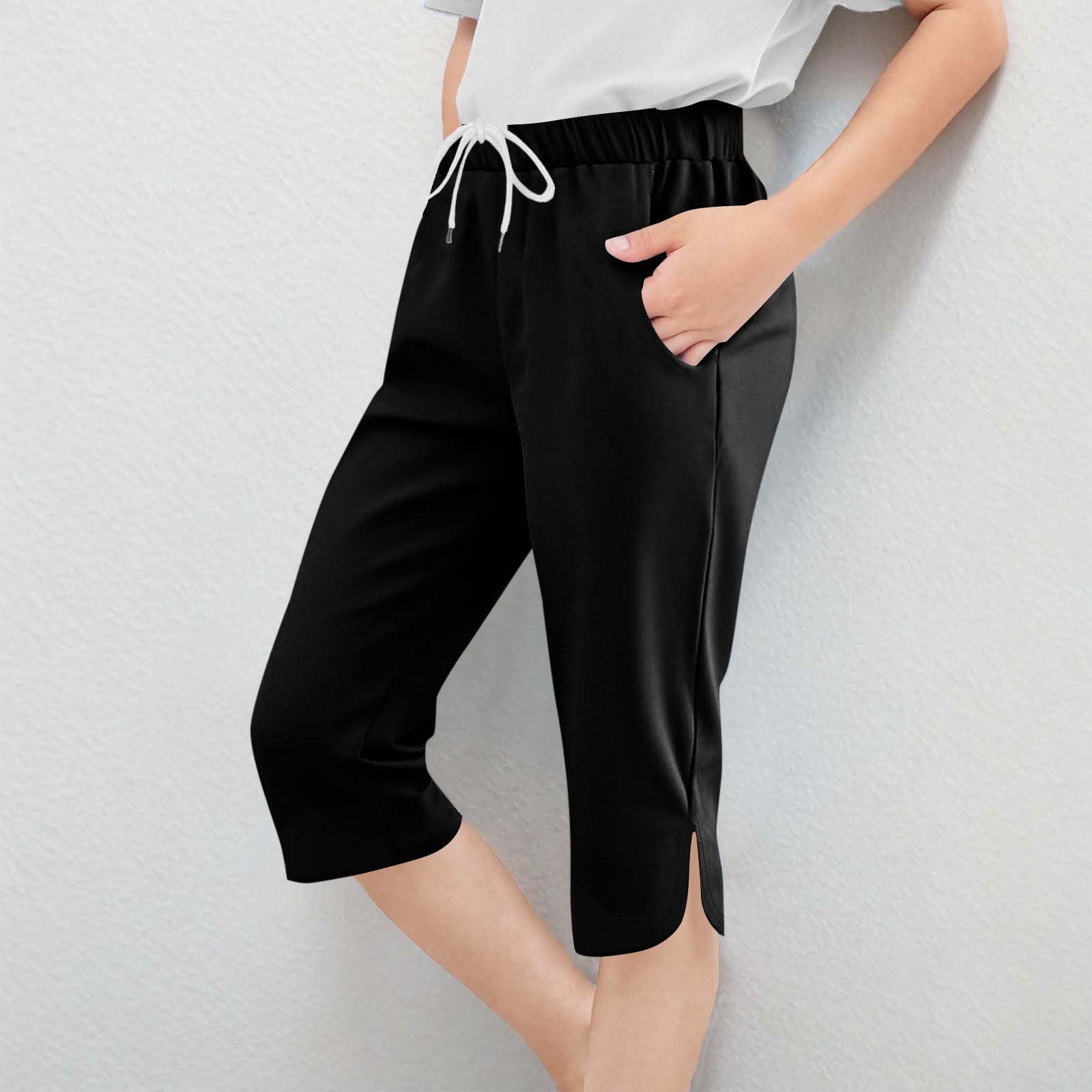 Gamivast Capri Pants for Girls Side Split Elastic Waisted Knee Length ...