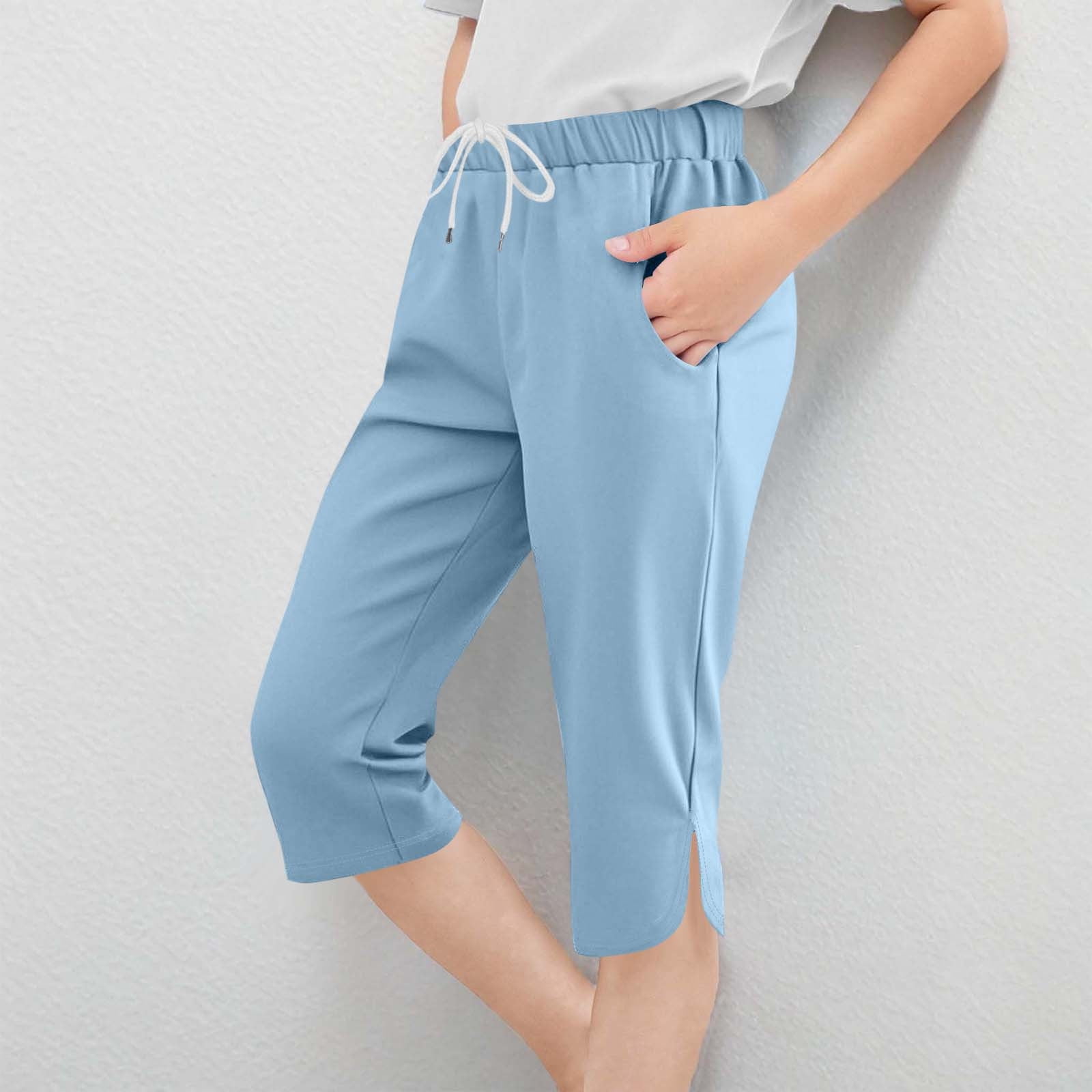 Gamivast Capri Pants for Girls Side Split Elastic Waisted Knee Length ...