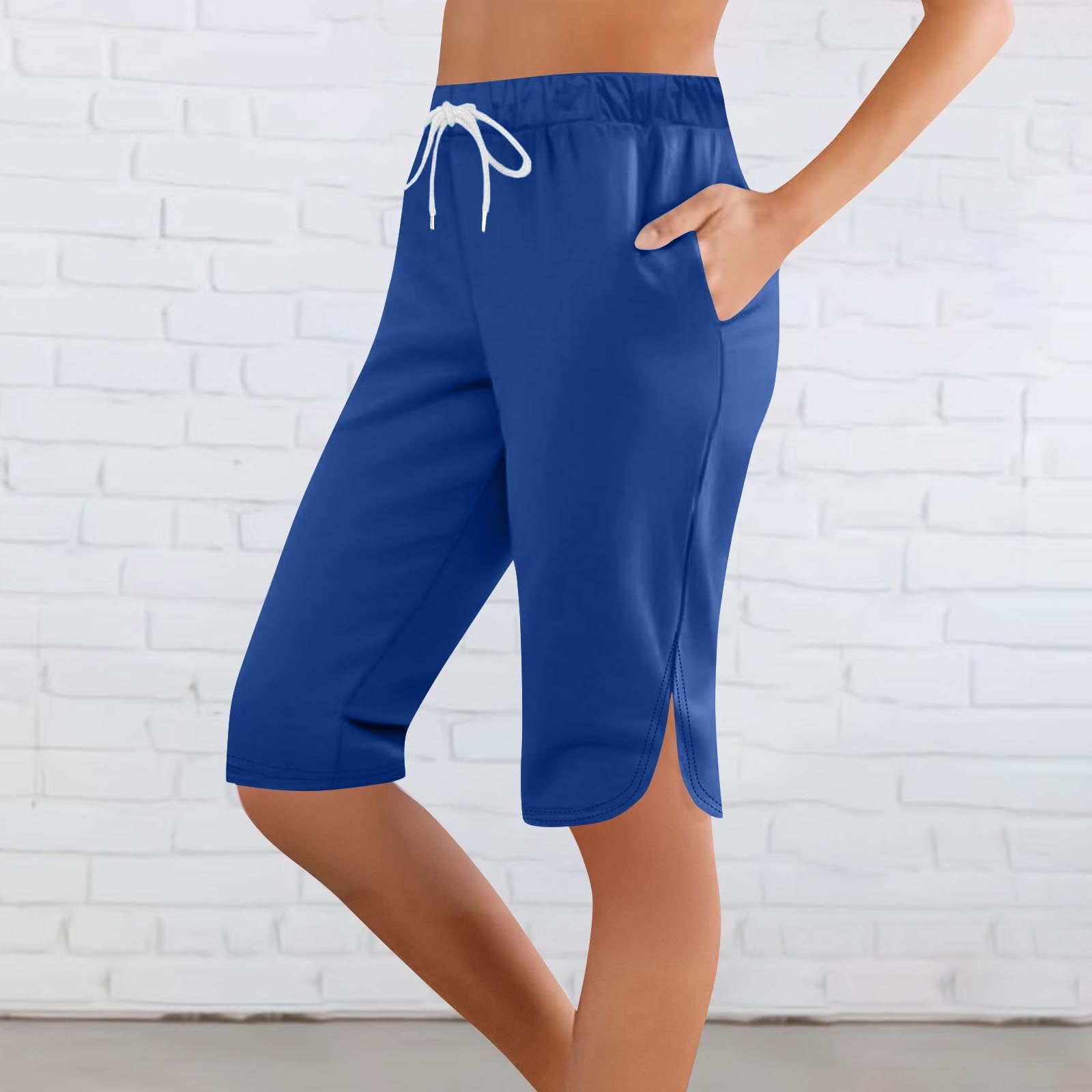 Gamivast Capri Pants for Womens 2025 Knee Length Elastic Waist Pants ...