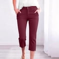 thumbnail image 1 of Gamivast Capri Pants for Women Mid Rise Straight Leg Cropped Pants Stretch Casual Slim Fit Ankle Length Summer Trousers with Pockets, 1 of 8
