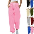 thumbnail image 1 of Gamivast Letters Printed Joggers Women Loose Elastic High Waisted Sweatpants with Pockets Y2K Casual Straight Leg Pants Winter Work Cuffs Ankle Pants, 1 of 6