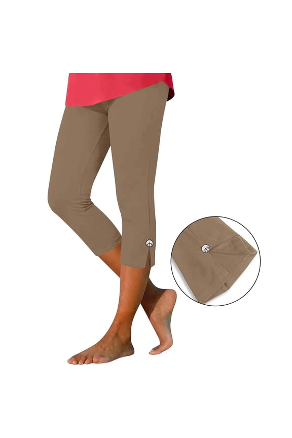 Capris for Women with Pockets Cropped Leggings Stretchy High Waisted Pull on Yoga Capri Pants Athletic Workout Running Wear Outfits